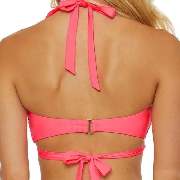 NWT Soluna Swim Buckle Up Shirred Bandeau Bikini Top, Adjustable, Tie Back, Sz M - Picture 4 of 10